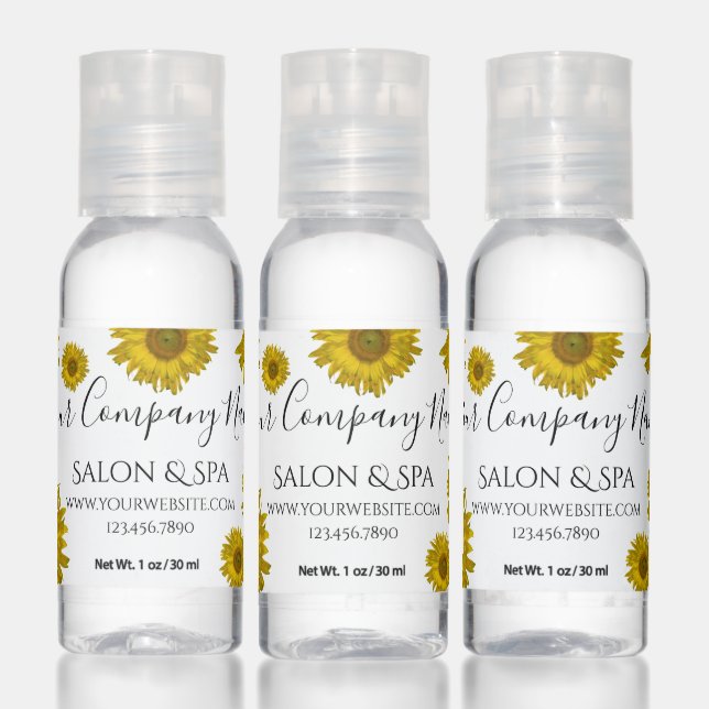 Yellow Scattered Sunflowers Salon or Spa Hand Sanitizer (Set)