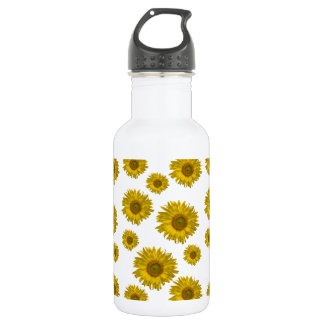 Yellow Scattered Sunflowers Stainless Steel Water Bottle