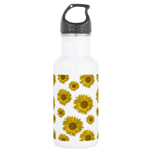 Yellow Scattered Sunflowers Stainless Steel Water Bottle (Front)
