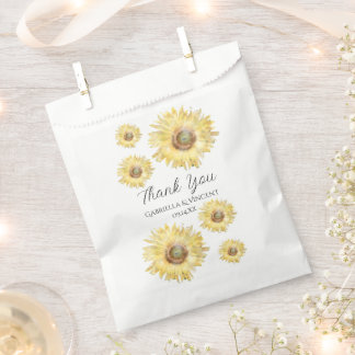 Yellow Scattered Sunflowers Watercolor Wedding Favor Bag