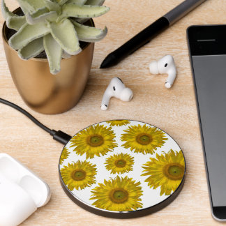 Yellow Scattered Sunflowers Wireless Charger