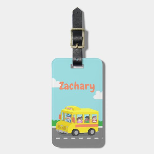 Yellow School Bus And Happy Kids Luggage Tag