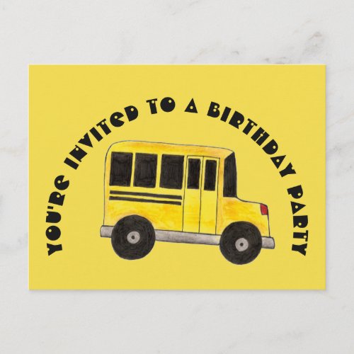 Yellow School Bus Birthday Party Invitation