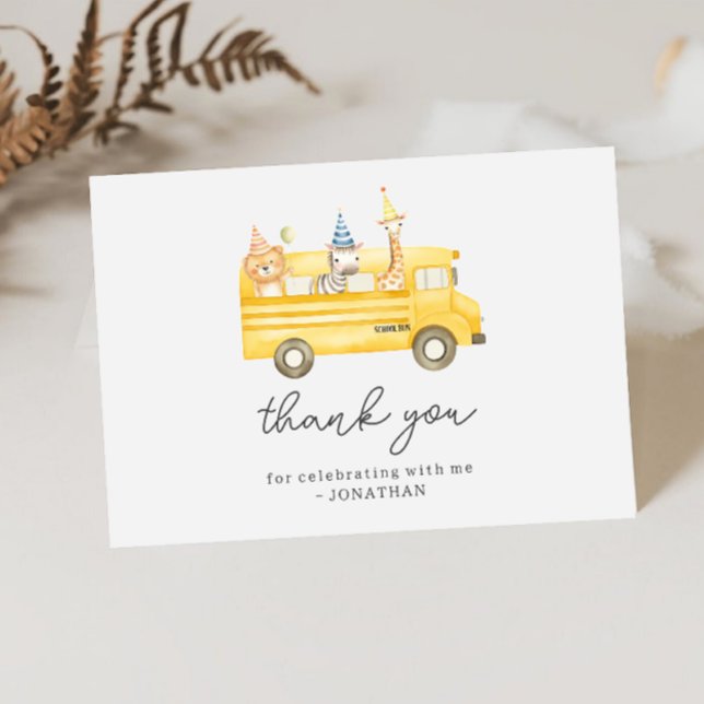 Yellow School Bus Birthday Thank You Card (Creator Uploaded)
