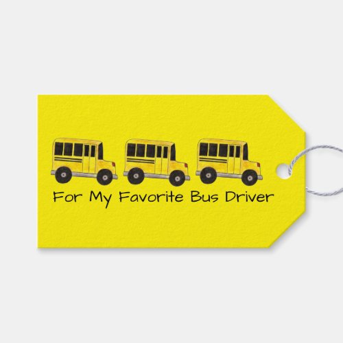 Yellow School Bus Buses Driver Teacher Gift Tag