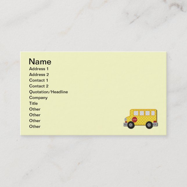 Yellow School Bus Business Card (Front)