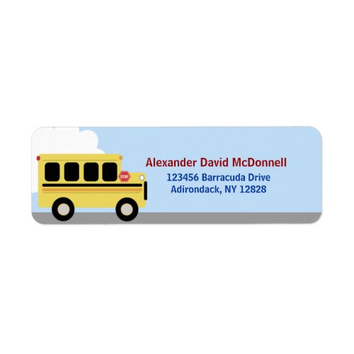 Yellow School Bus Custom Address Labels