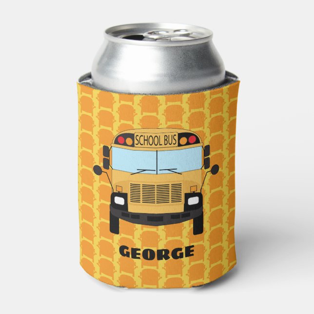 Yellow School Bus Driver and Classroom Teacher Can Cooler (Can Front)