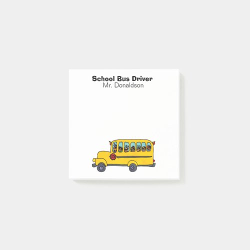 Yellow School Bus Driver Appreciation 3x3 Post_it Notes