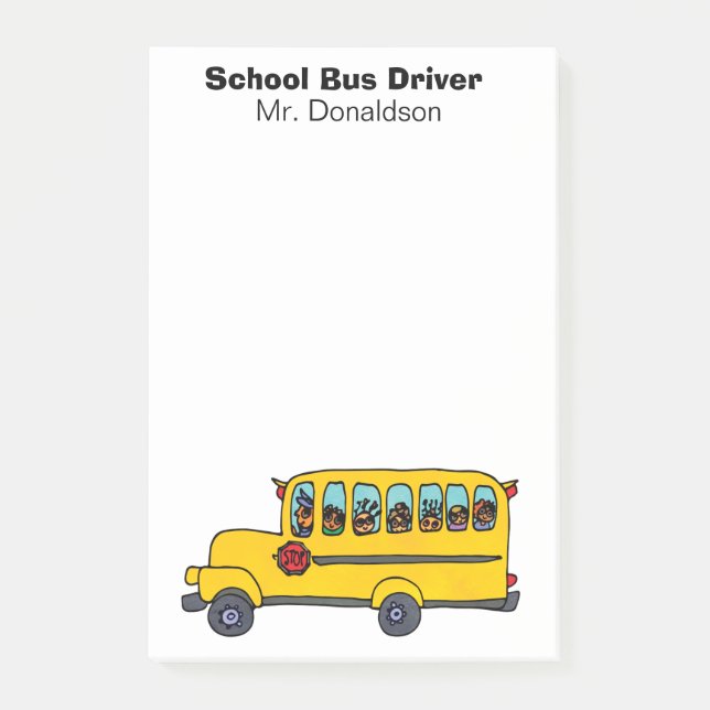 Yellow School Bus Driver Appreciation Post-it Notes (Front)