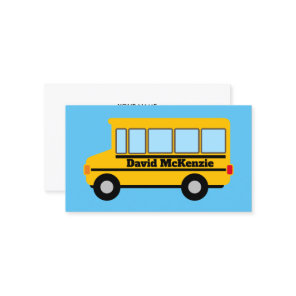 Yellow school bus driver business card template