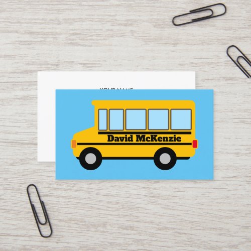 Yellow school bus driver business card template