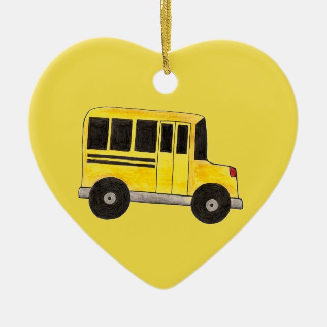 Yellow School Bus Driver Teacher Education Gift Ceramic Ornament (Front)