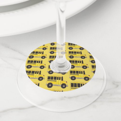 Yellow School Bus Driver Teacher Retirement Party Wine Glass Tag