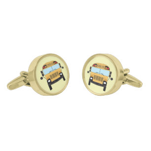 Yellow School Bus Driver Wedding Cufflinks
