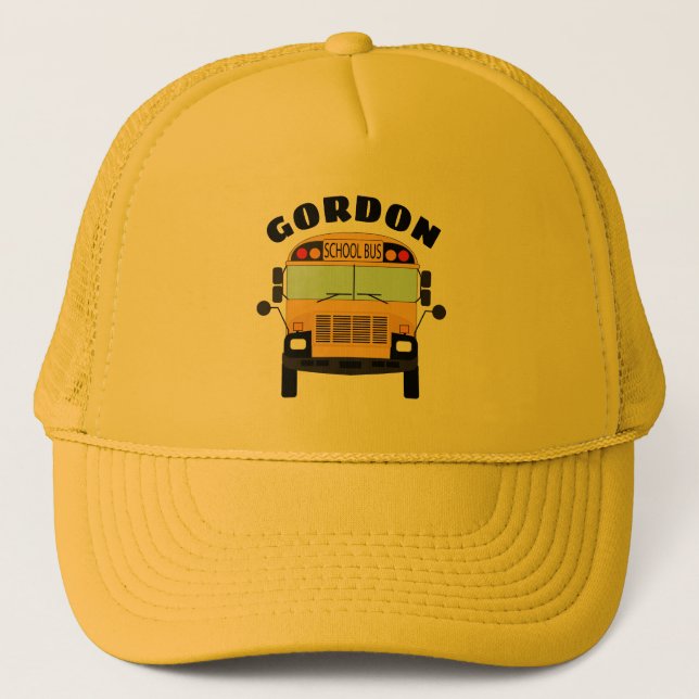 Yellow School Bus Driver with Name Thank You Trucker Hat (Front)