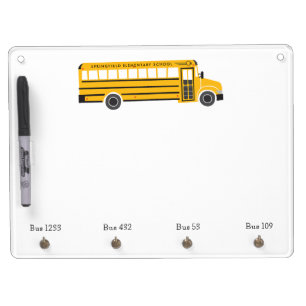 Yellow School Bus Dry Erase Board With Keychain Holder