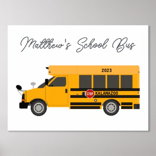 Yellow School Bus Foil Text Wall Art Boys Room 
