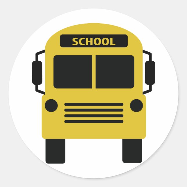 yellow school bus icon classic round sticker (Front)