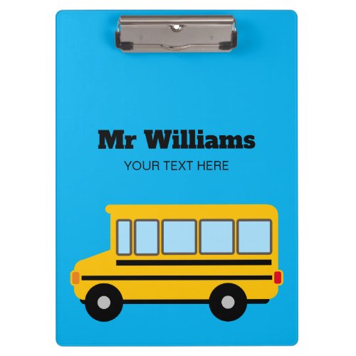 Yellow school bus illustration custom clipboard