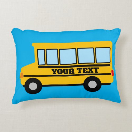 Yellow school bus kids bedroom accent pillow