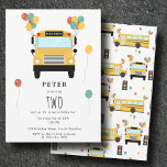 Yellow School Bus Kids Birthday Party Invitation<br><div class="desc">A cute hand drawn illustration of a yellow school buses,  traffic lights and balloons. A school bus party theme for boys and girls who love school buses,  trucks,  school or transportation. An ideal children yellow school bus party theme,  simply customize and make it your own!</div>