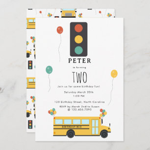 Yellow School Bus Kids Birthday Party Invitation
