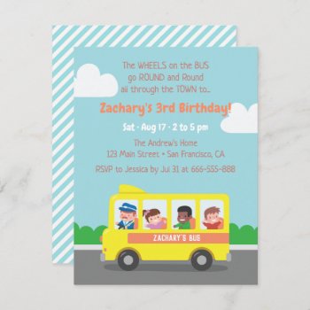 Yellow School Bus Kids Birthday Party Invitations by RustyDoodle at Zazzle
