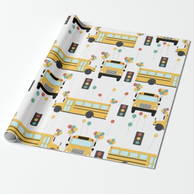 Yellow School Bus Kids Birthday Party Wrapping Paper