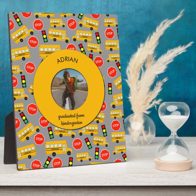 Yellow School Bus Kindergarten Graduation Plaque (Side)