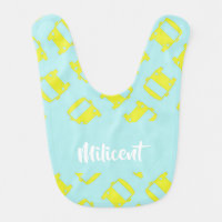 Yellow school bus on blue baby bib