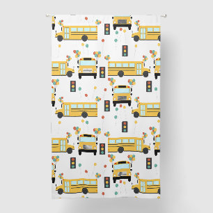 Yellow School Bus Party Classroom Blackout Curtains