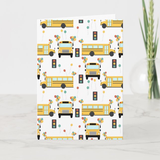 Yellow School Bus Party Classroom Card (Front)