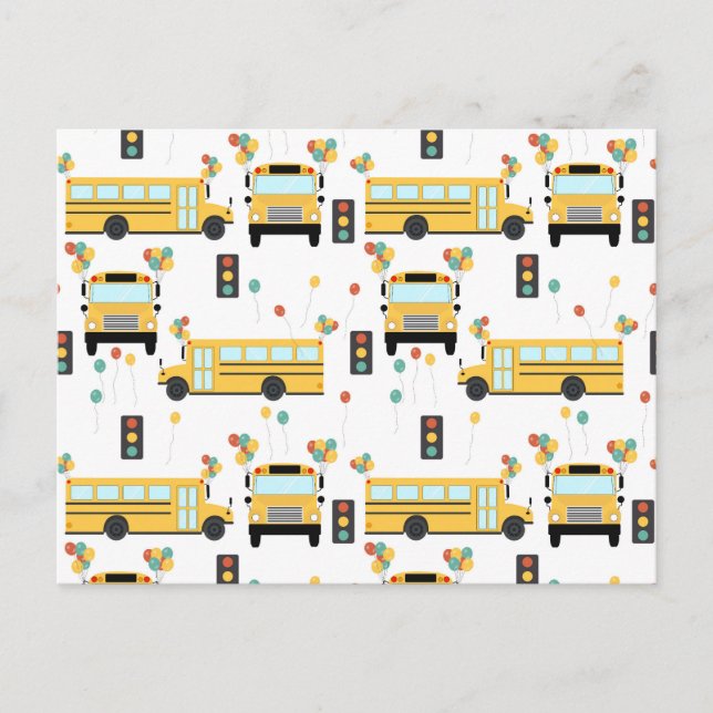 Yellow School Bus Party Classroom Holiday Postcard (Front)
