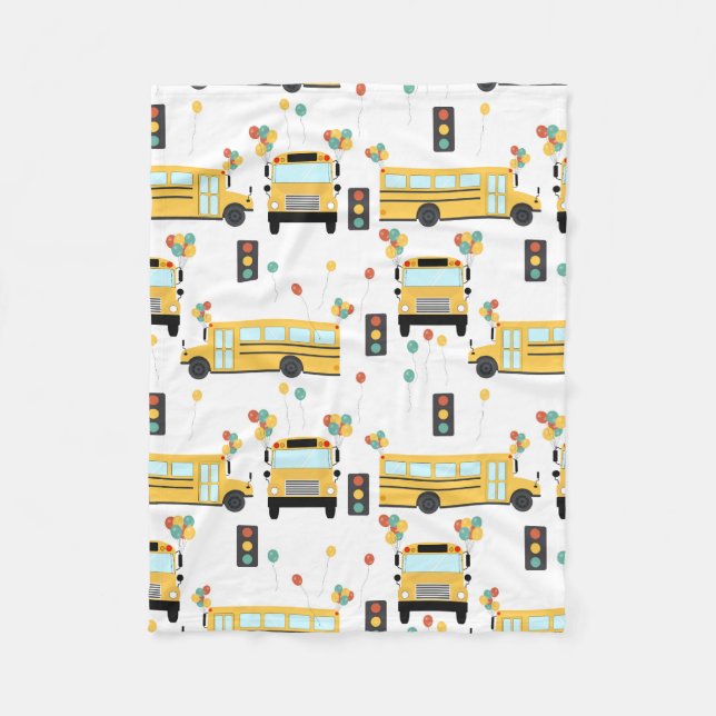 Yellow School Bus Party Kids Fleece Blanket (Front)