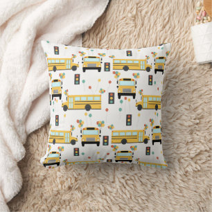 Yellow School Bus Party Kids Throw Pillow