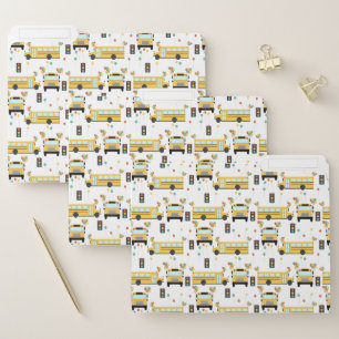 Yellow School Bus Party School Notes File Folder