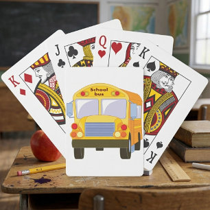 Yellow School Bus Playing Cards