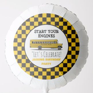 Yellow School Bus Stop Sign Boys Birthday Balloon