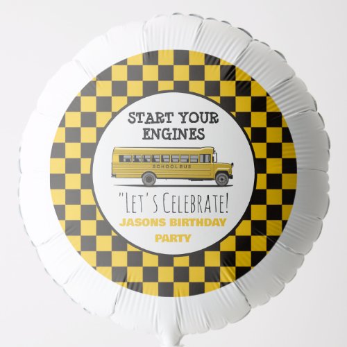 Yellow School Bus Stop Sign Boys Birthday Balloon