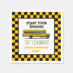 Yellow School Bus Stop Sign Boys Birthday Napkins
