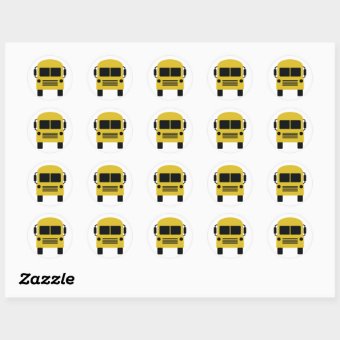 yellow school bus symbol classic round sticker | Zazzle