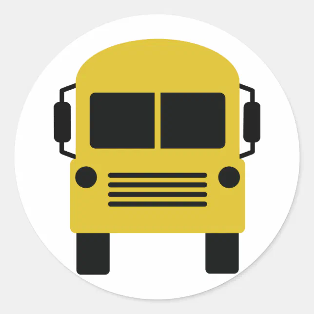 yellow school bus symbol classic round sticker | Zazzle