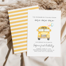 Yellow School Bus Toddler Birthday Invitation