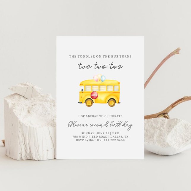 Yellow School Bus Toddler Birthday Invitation (Creator Uploaded)