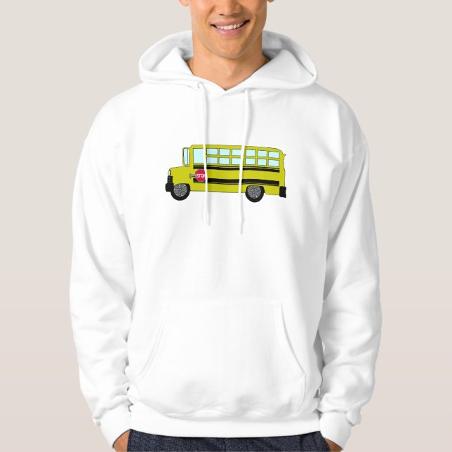 Yellow School Bus with Stop Sign Hoodie (Front)