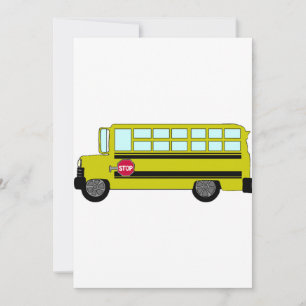 Yellow School Bus with Stop Sign Invitation