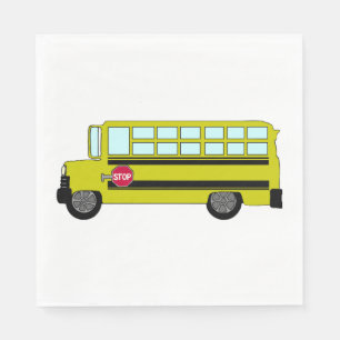 Yellow School Bus with Stop Sign Napkins