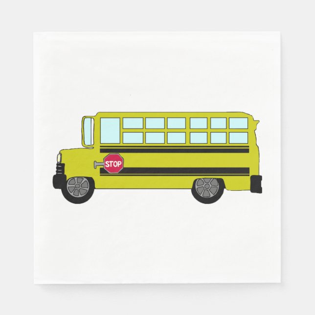 Yellow School Bus with Stop Sign Napkins (Front)
