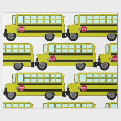Yellow School Bus with Stop Sign Wrapping Paper